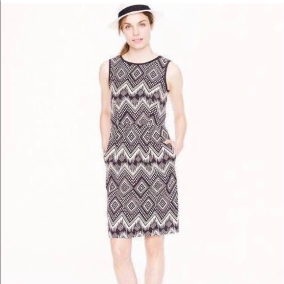 J.Crew Black/White Diamond Ikat Casual Dress - Picture 2 of 9